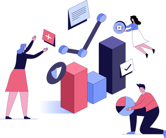 Personas de oficina haciendo análisis de negocios  Ilustración