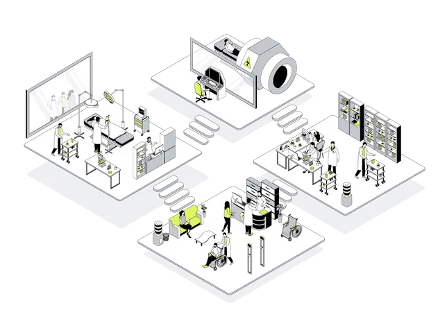 Gente en el hospital  Ilustración