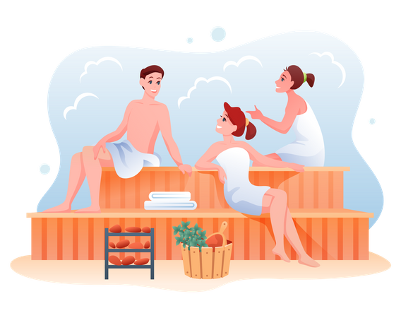 Gente en el spa  Ilustración