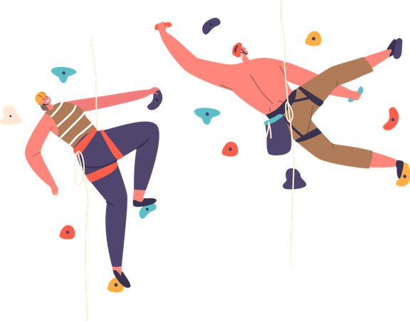 Personas escalando paredes  Ilustración