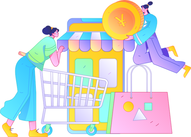 Personas que ganan vales de compras  Ilustración