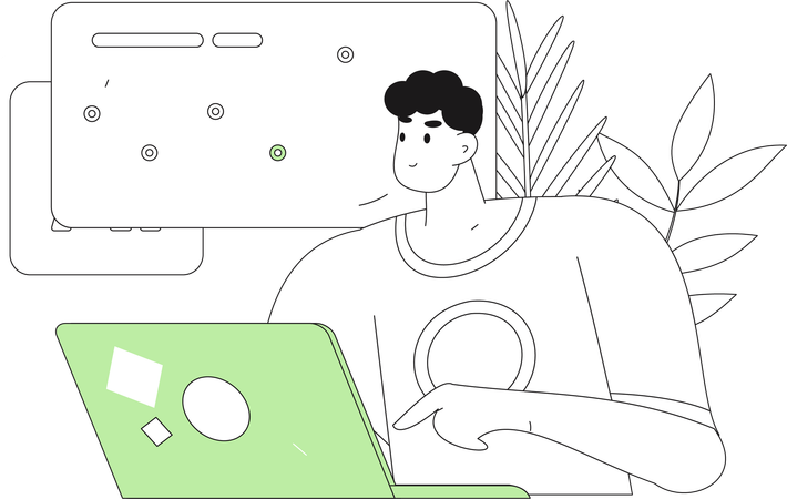 Personas haciendo conferencias virtuales  Ilustración