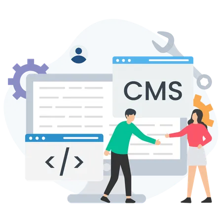 Personas que hacen contratos de cms  Ilustración