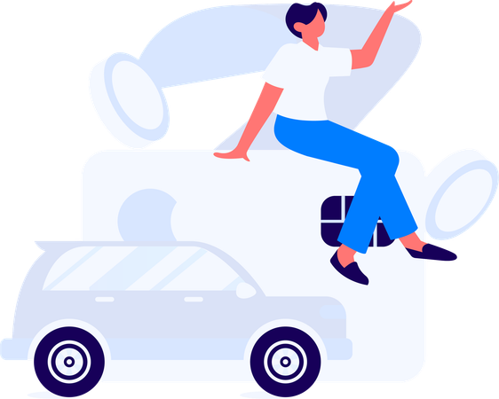 La gente inscribe el coche para el seguro del vehículo  Ilustración