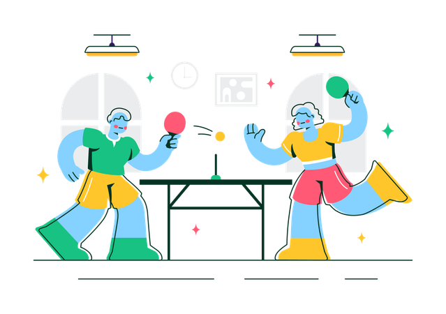 Personas jugando al tenis de mesa  Ilustración