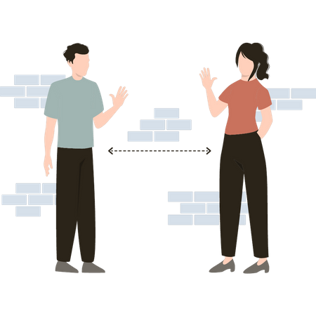 Personas manteniendo distanciamiento social  Ilustración