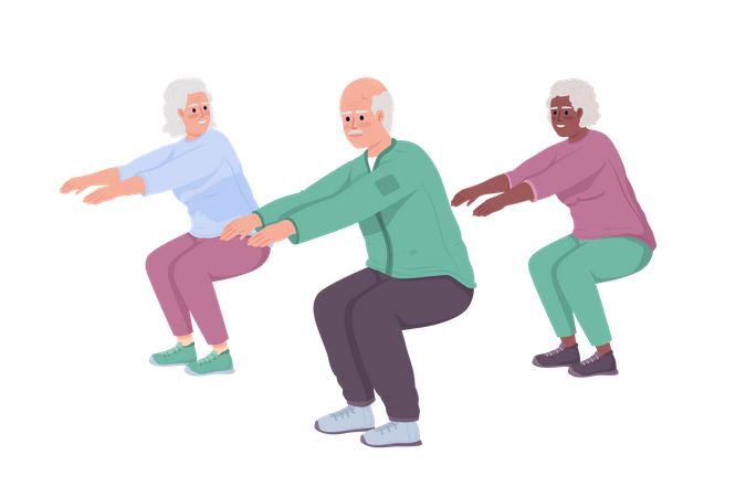 Personas mayores haciendo ejercicio  Ilustración