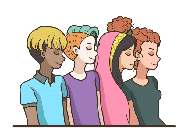 Personas multiculturales socialmente diversas  Ilustración