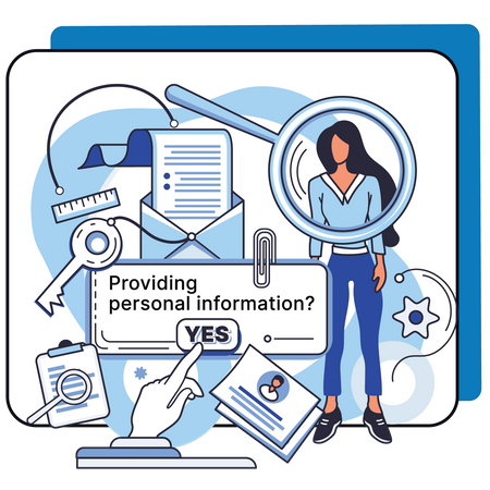 Las personas proporcionan y actualizan información personal.  Ilustración