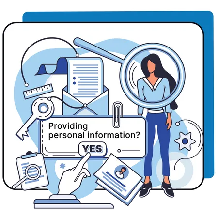 Las personas proporcionan y actualizan información personal.  Ilustración