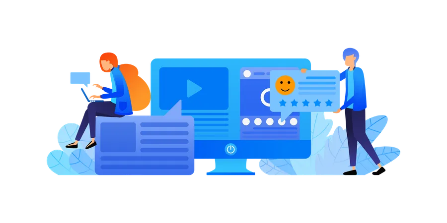 Personas que dan calificación de cliente  Ilustración