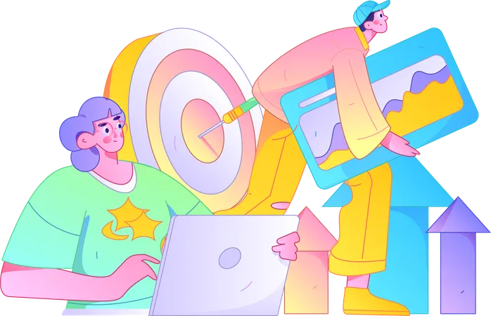 Personas haciendo marketing de influencers  Ilustración