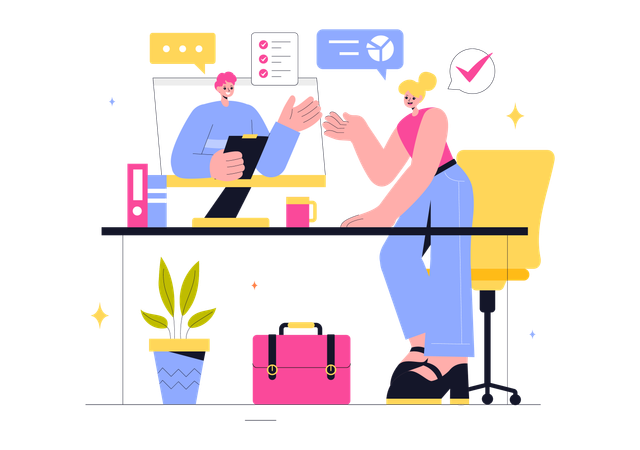 Personas que realizan trabajos freelance digitales  Illustration