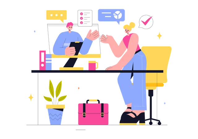 Personas que realizan trabajos freelance digitales  Illustration