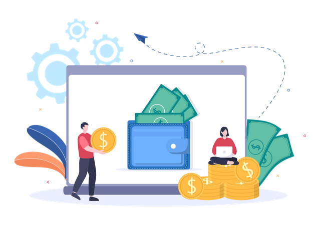 Personas que realizan servicios de cambio de moneda  Illustration