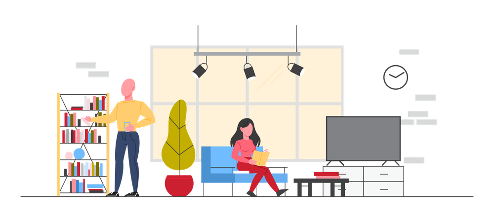 Personas que trabajan en espacio de coworking  Ilustración