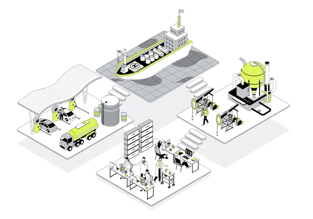 Personas que trabajan en Industria petrolera  Ilustración