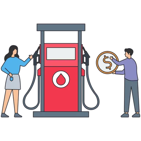 Personas que trabajan en la seguridad del combustible  Ilustración