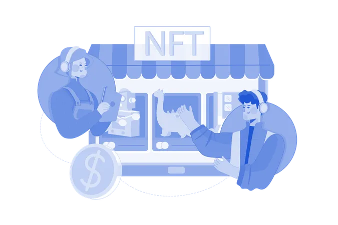 Personas que utilizan el mercado NFT  Illustration