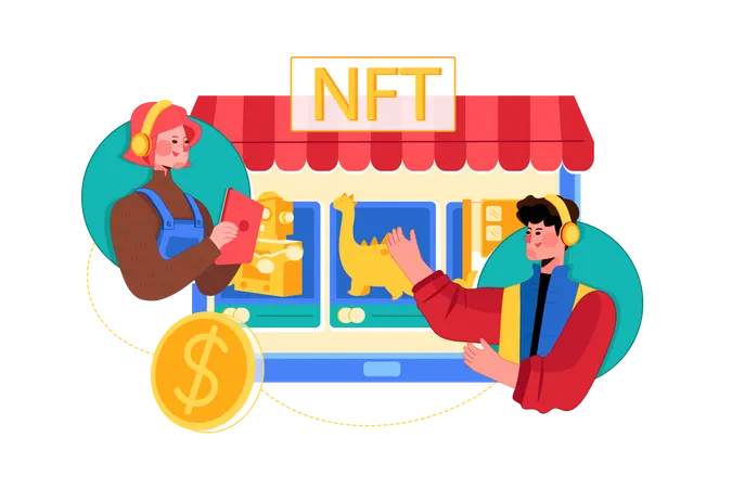 Personas que utilizan el mercado NFT  Illustration