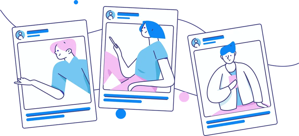 Personas que usan las redes sociales  Ilustración