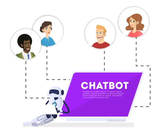 Personas que utilizan el servicio de chatbot  Ilustración