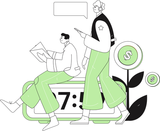 Personas que realizan reuniones web en línea  Ilustración