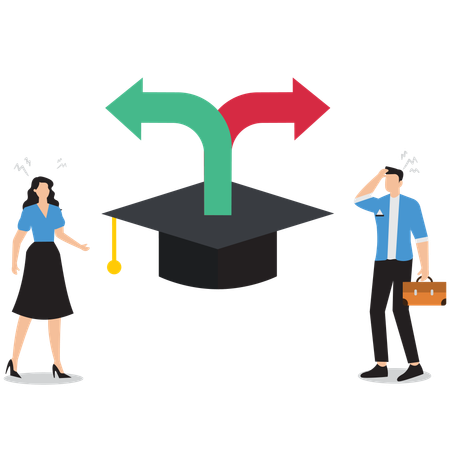 Personas que seleccionan su camino educativo  Ilustración