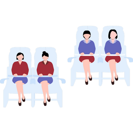 Gente sentada en vuelo  Ilustración