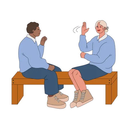 Personas sordas que se comunican mediante lengua de signos  Ilustración
