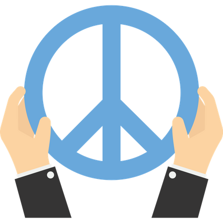 Personas sosteniendo símbolos de paz  Ilustración