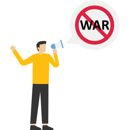Personas sosteniendo un trozo de cartón con las palabras Stop War  Ilustración