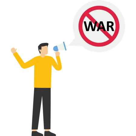 Personas sosteniendo un trozo de cartón con las palabras Stop War  Ilustración