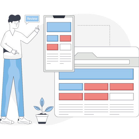 Personas trabajando en el diseño de sitios web  Ilustración