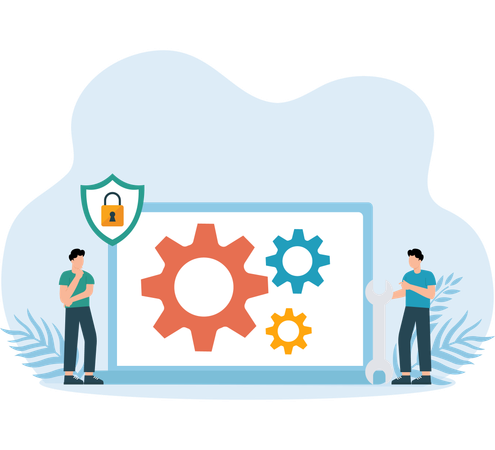 Personas trabajando en la configuración empresarial  Ilustración