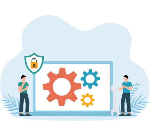 Personas trabajando en la configuración empresarial  Ilustración