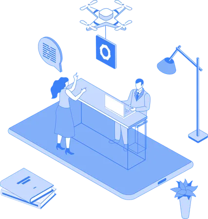 Personas que trabajan en la oficina  Illustration