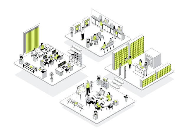 Personas que trabajan en la oficina  Ilustración