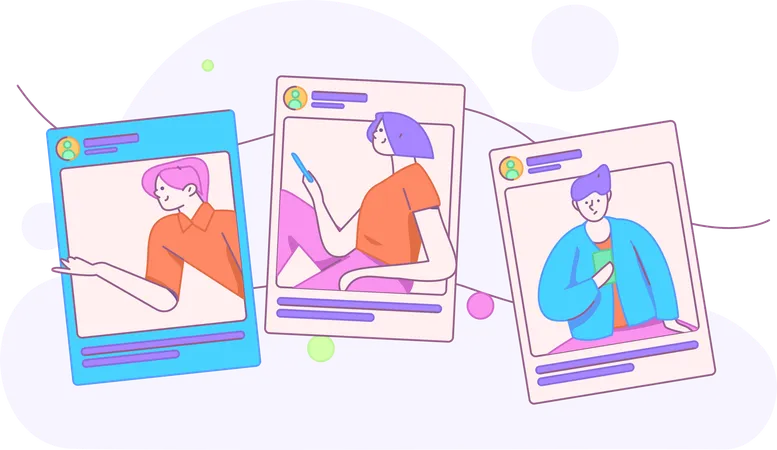 Personas que usan las redes sociales  Ilustración