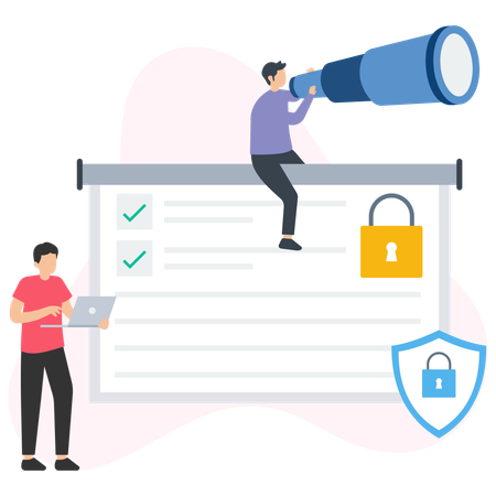 Personas viendo seguridad  Ilustración