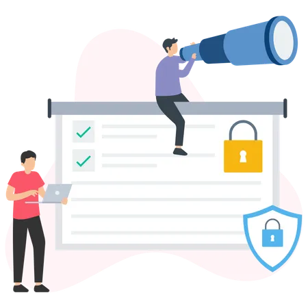 Personas viendo seguridad  Ilustración