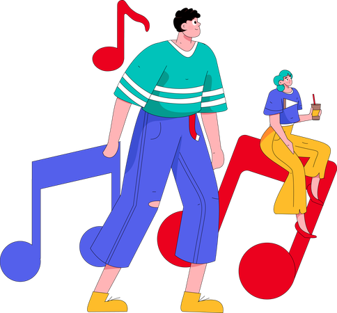 Persone che ascoltano musica  Illustration