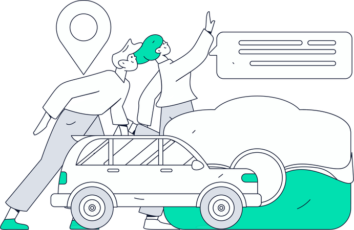 Personen, die ein Taxi online buchen  Illustration