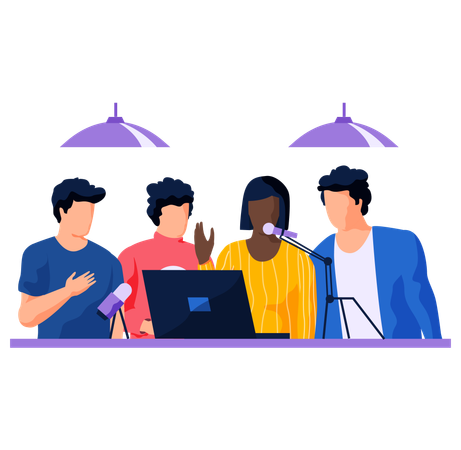 Personen, die Podcasts aufnehmen  Illustration