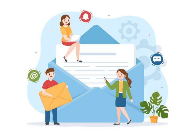 Personen erhalten Marketing-E-Mails  Illustration