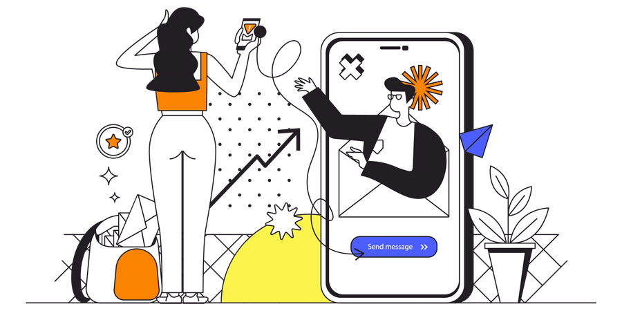 Online-Korrespondenz von Personen in der App  Illustration