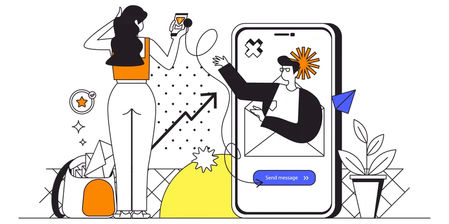 Online-Korrespondenz von Personen in der App  Illustration