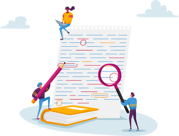 Personen überprüfen Grammatikkorrektur  Illustration