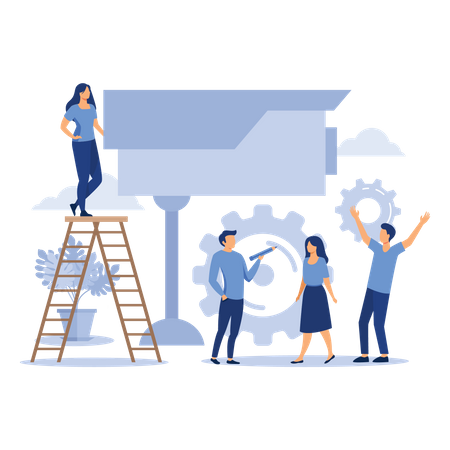 Personenscan per Überwachungskamera  Illustration