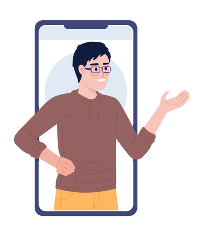 Persönlicher virtueller Assistent auf dem Mobiltelefon  Illustration